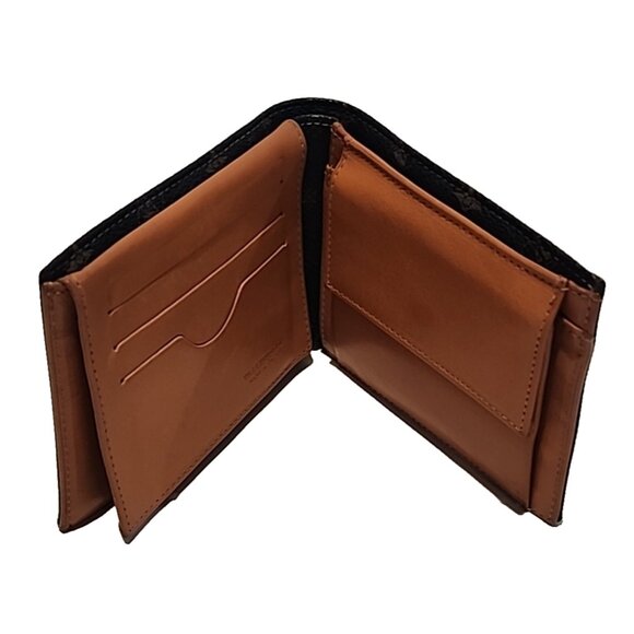 vintage VALLEVERDE Italy mens Bi fold Wallet Brown Leather coin pocket pelle - Picture 2 of 10